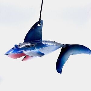 Hand Forged and Painted New Shark Recycled Metal Ornament